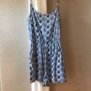 Blue and white romper